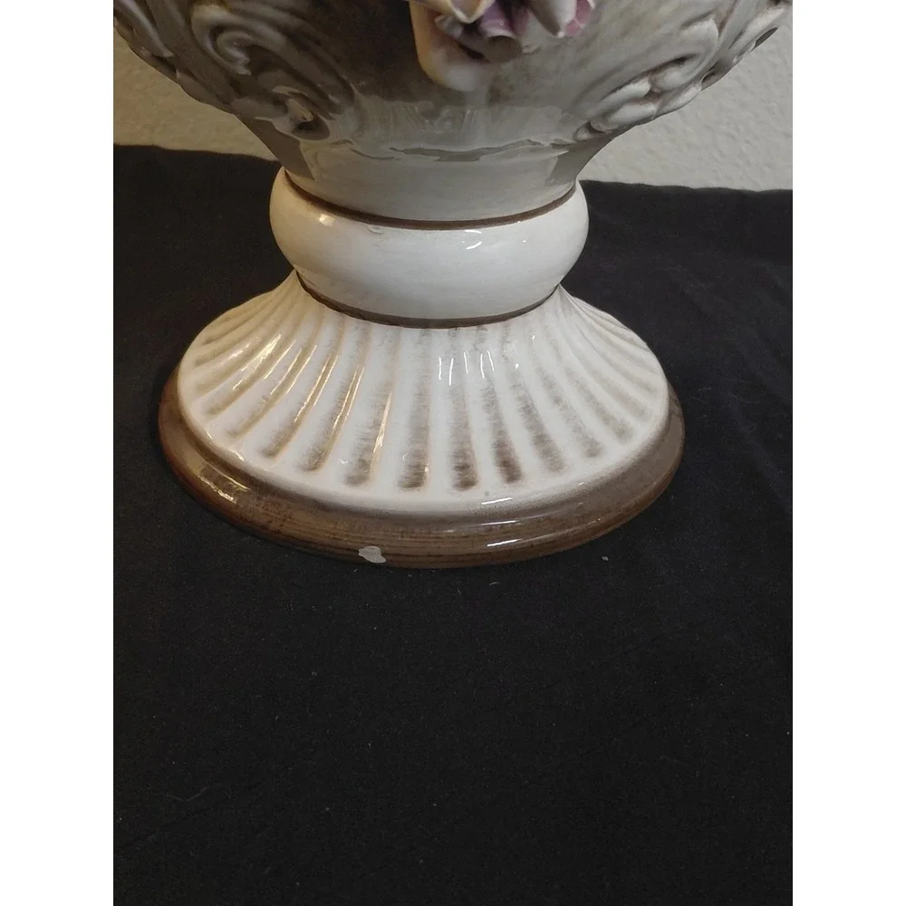Vintage Nuova Capodimonte F.lli Savastano Vase Large Italian Floral 15
